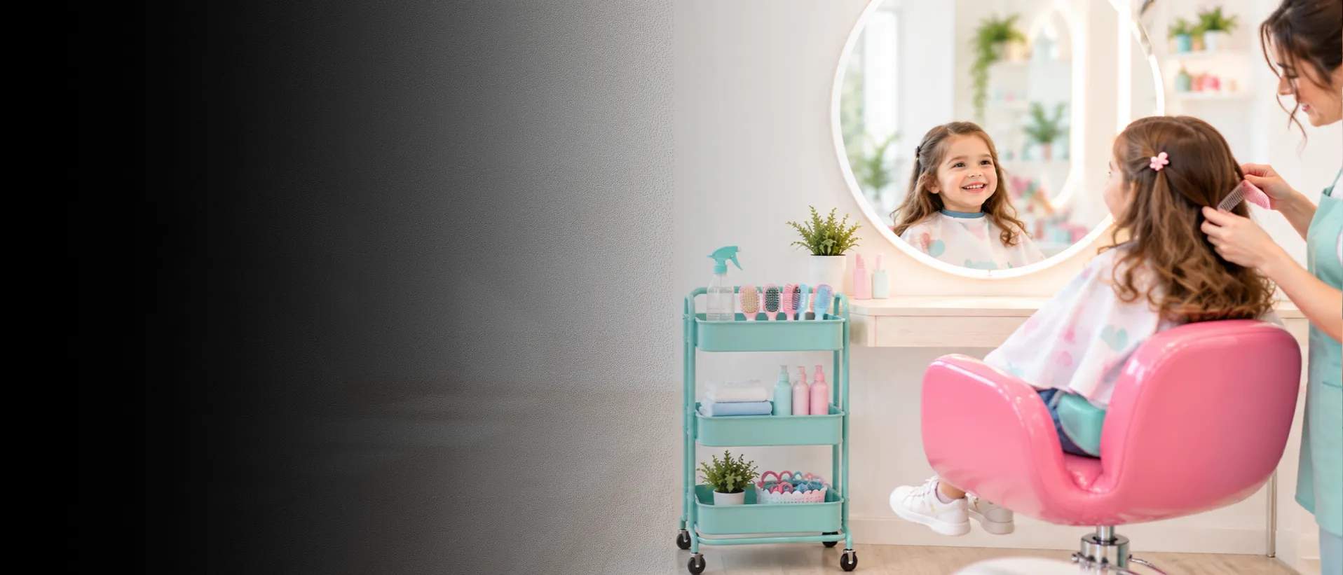 Bright salon waiting area